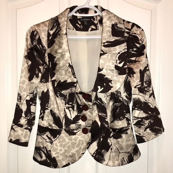 🧵 Le Chateau Brown Print Blazer - Picture 1 of 4